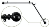 Arman Corner Window Curtain Rod, Black, 120"-170"