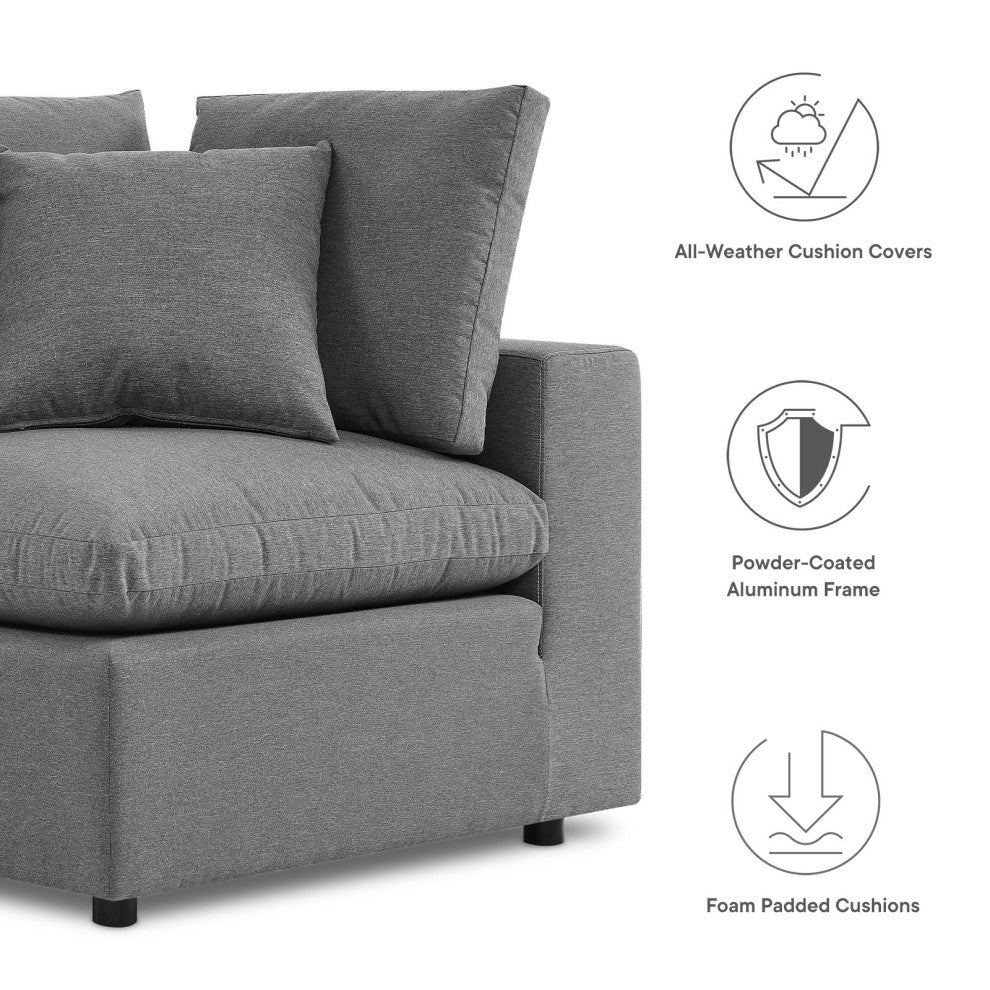 Modular Lounge Sectional Deep Sofa Set, Charcoal Gray, Modern, Outdoor