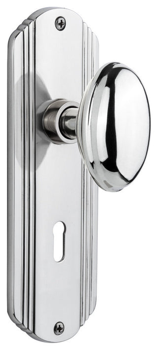 Double Dummy Set With Keyhole, Deco Plate With Homestead Knob, Bright Chrome