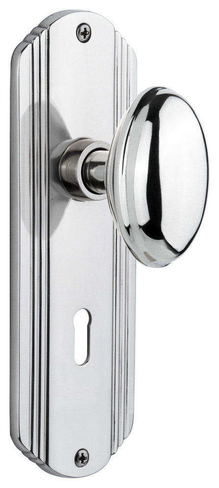 Double Dummy Set With Keyhole, Deco Plate With Homestead Knob, Bright Chrome