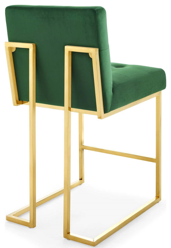 Green Velvet Counter Stool, Heidi Giselle Gold Counter Stool, Glam Tufted Stool