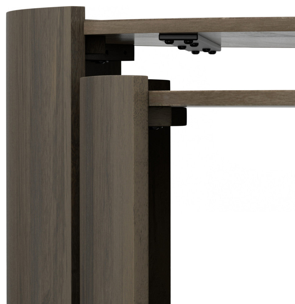 Robin Solid Mango Wood 2 Piece Nesting Table, Ash Grey