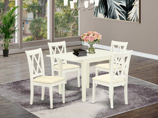 Dinette Set For 5- Four Chairs, Table, Linen White Linen, Linen White Frame
