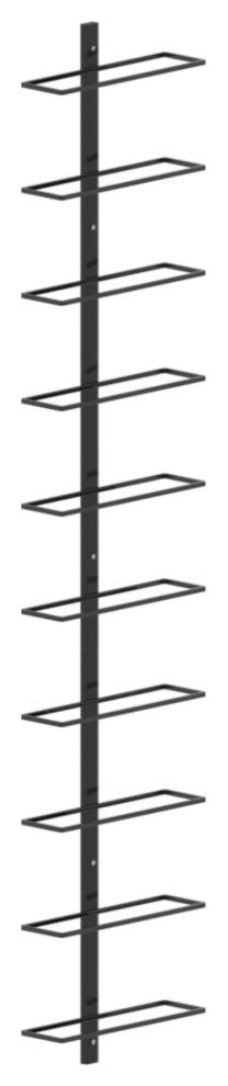 Vidaxl Wall-Mounted Wine Rack For 10 Bottles Black Metal