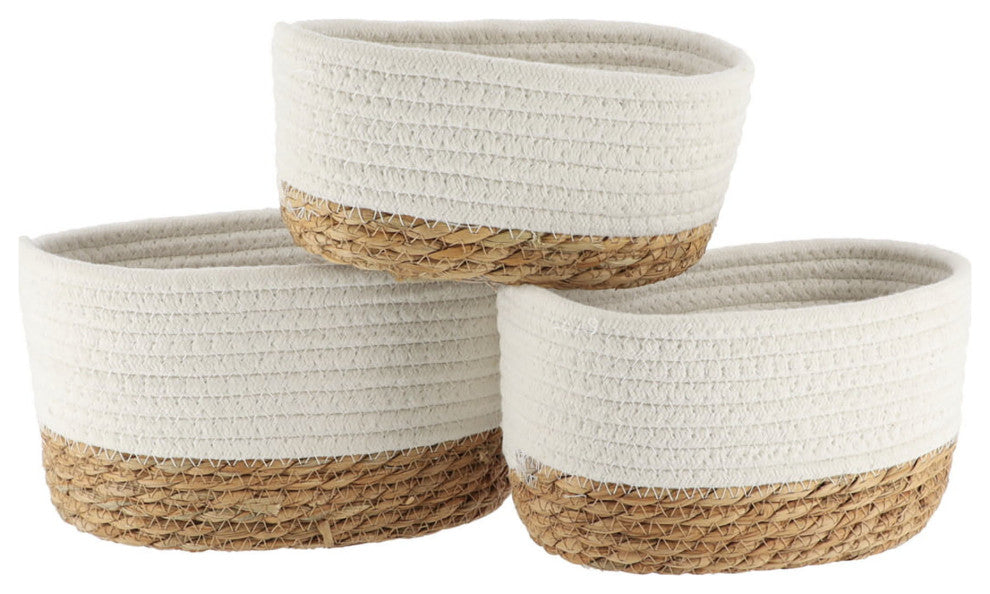 Classic White Cotton Storage Baskets Organizer Padang Bins Stackable