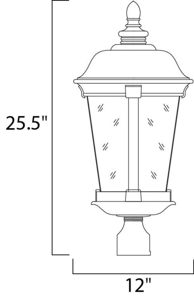Maxim 3022 Dover 26" Tall 3 Light Post Light - Bronze