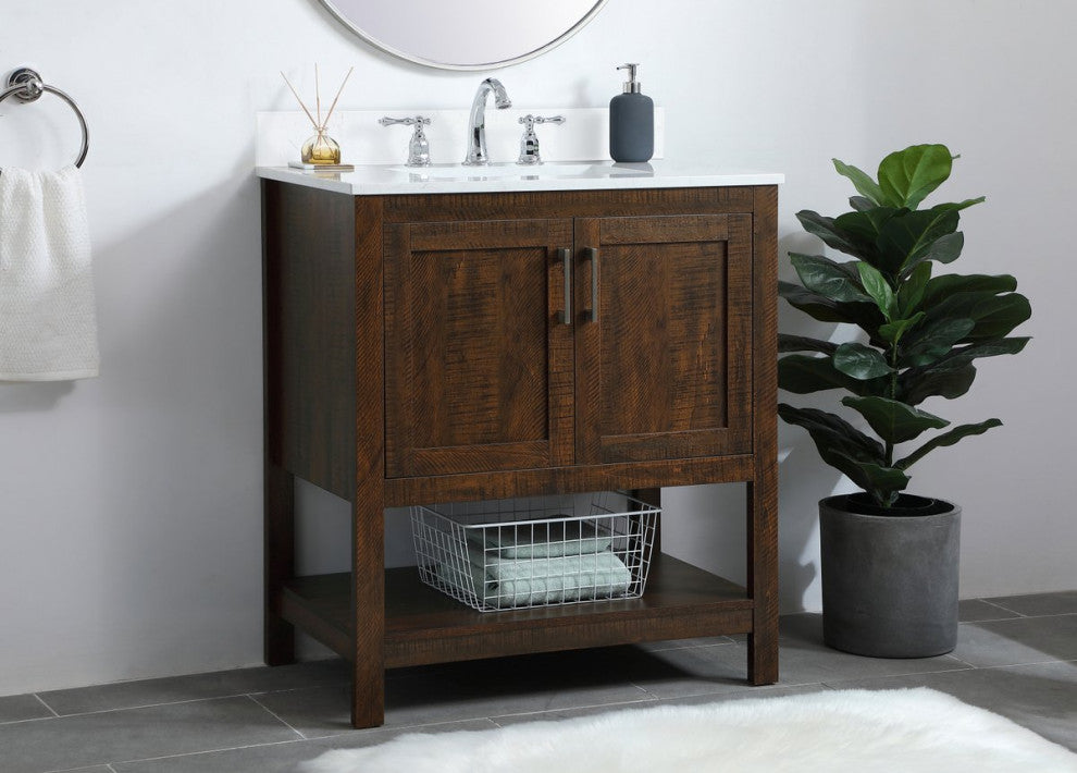 Elegant VF16030EX-BS 30"Single Bathroom Vanity, Espresso With Backsplash