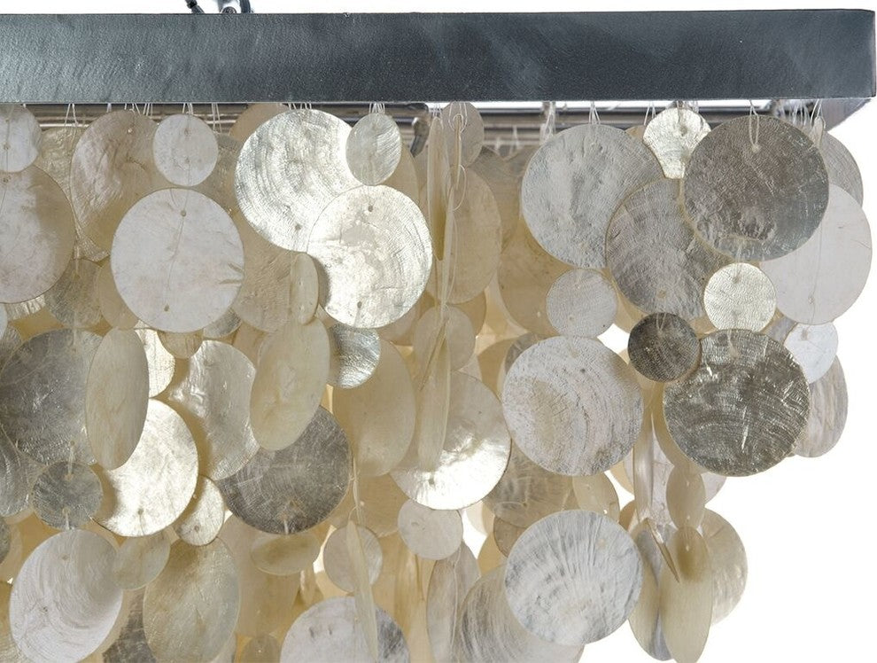 Rectangular Rain Drop Capiz Seashell Chandelier, Champagne
