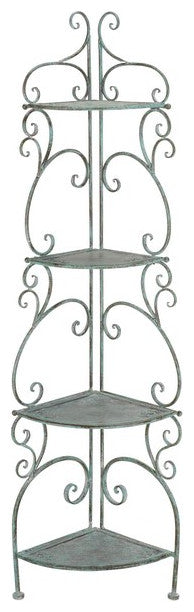 Safavieh Turuca 4 Tier Corner Shelf, Antique Dark Green