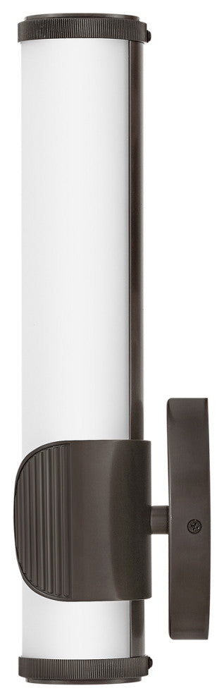 Hinkley Femi 13" Small LED Bath Vanity Sconce, Black Oxide + Etched Opal Glass