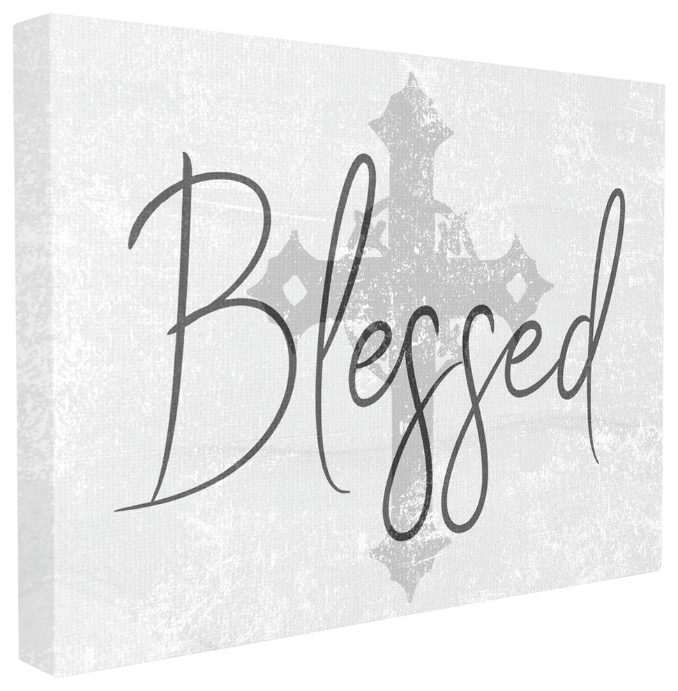 Blessed With Holy Cross Wood Texture Canvas Wall Art, 24"x30"