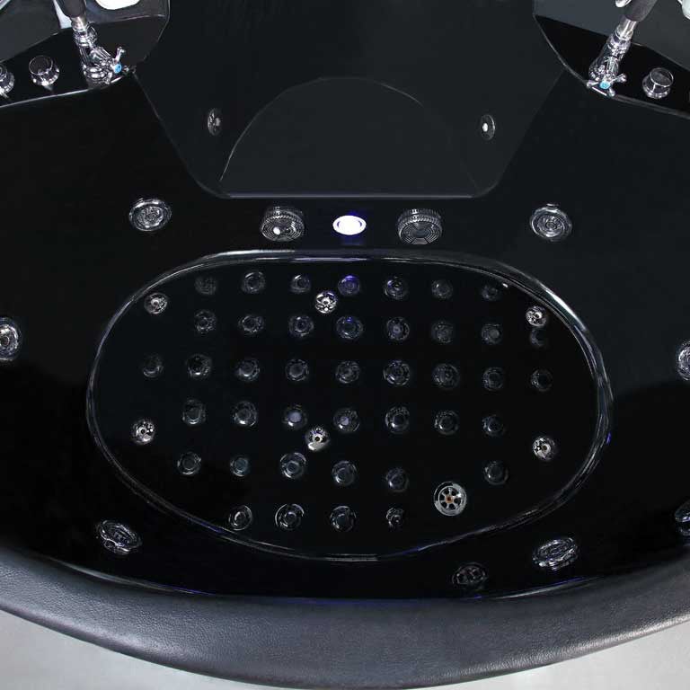 Valencia Steam Shower w/ Heated Massage Bathtub Whirlpool Hot Tub Sauna, Black