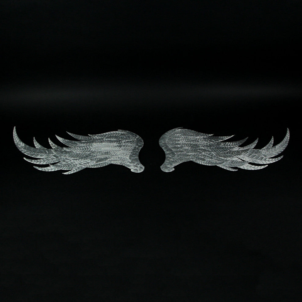 Set of 2 Galvanized Metal Angel Wings Wall Art Indoor Outdoor Rustic Home Decor