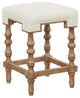Linon Ashleigh 24" Backless Beige Upholstered Counter Stool in Natural Wood