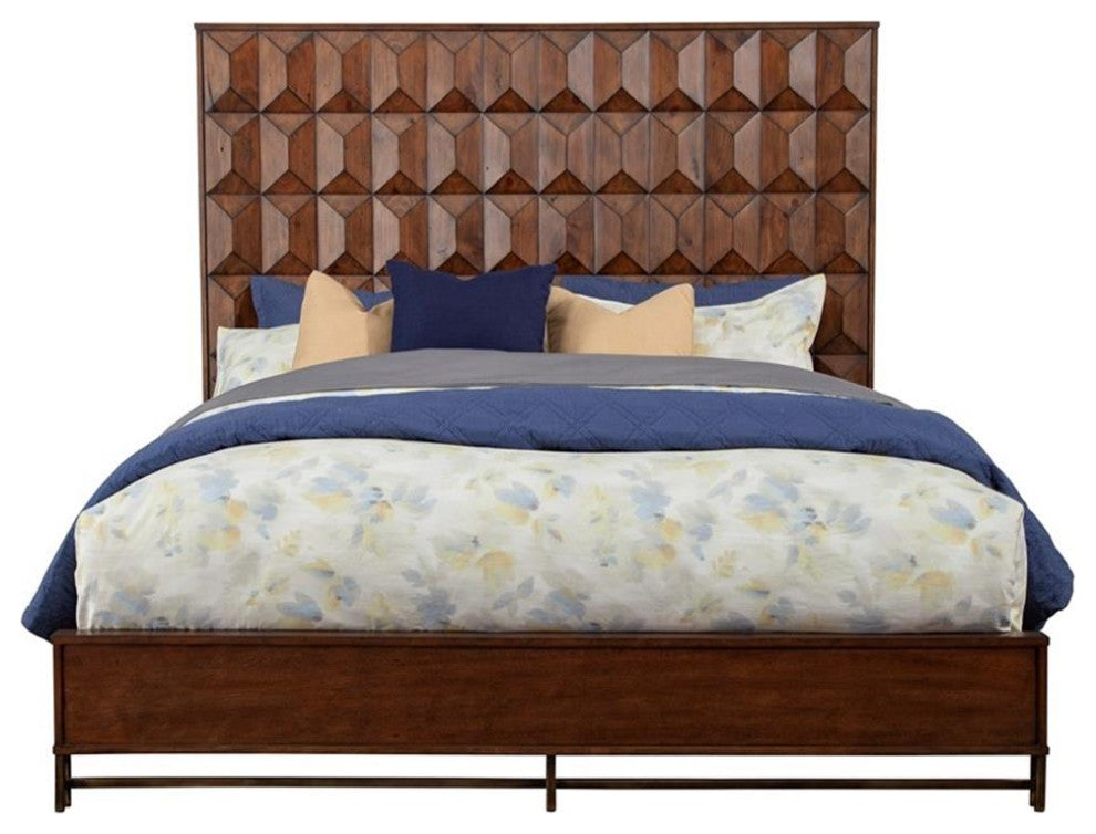 Origins by Alpine Trig Standard King Wood Panel Bed in Antique Brown