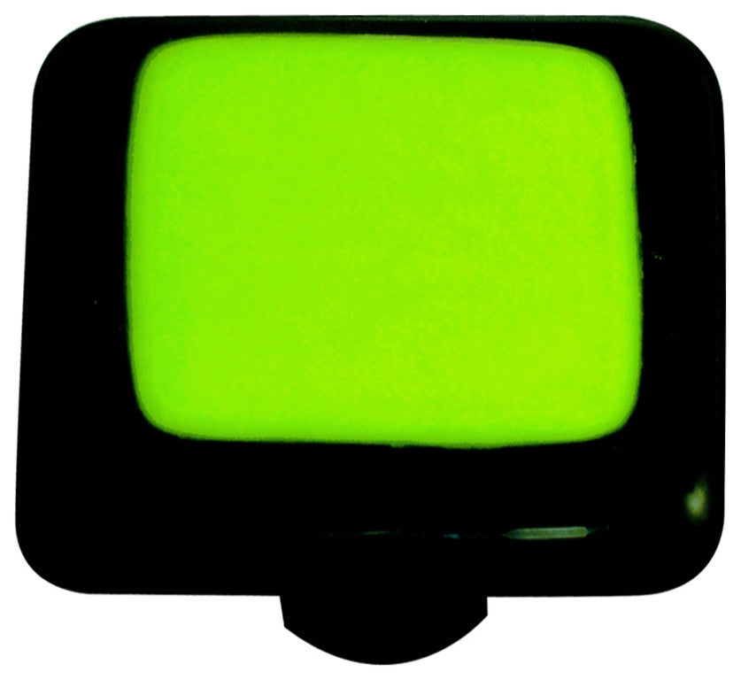 Art Glass Bordered Knob, Black Post, Black Border Spring Green