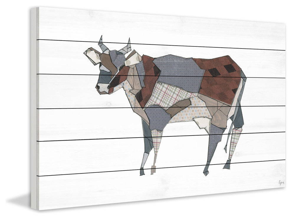 "La Vaca Modelada" Painting Print on White Wood, 60"x40"
