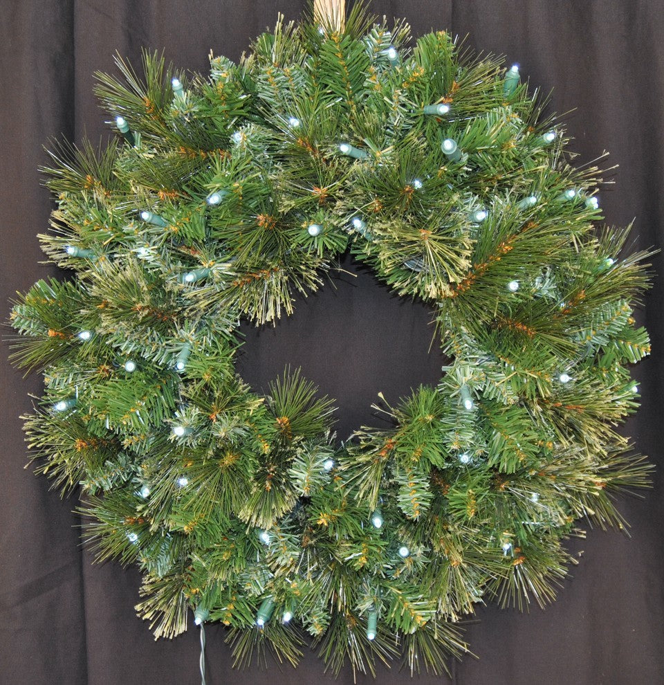 2'' Blended Pine Wreath Pre-Lit With Pure White LEDs