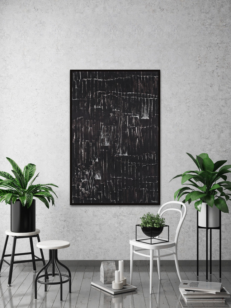 "Closed Curtains" Floater Framed Painting Print on Canvas, 24x36