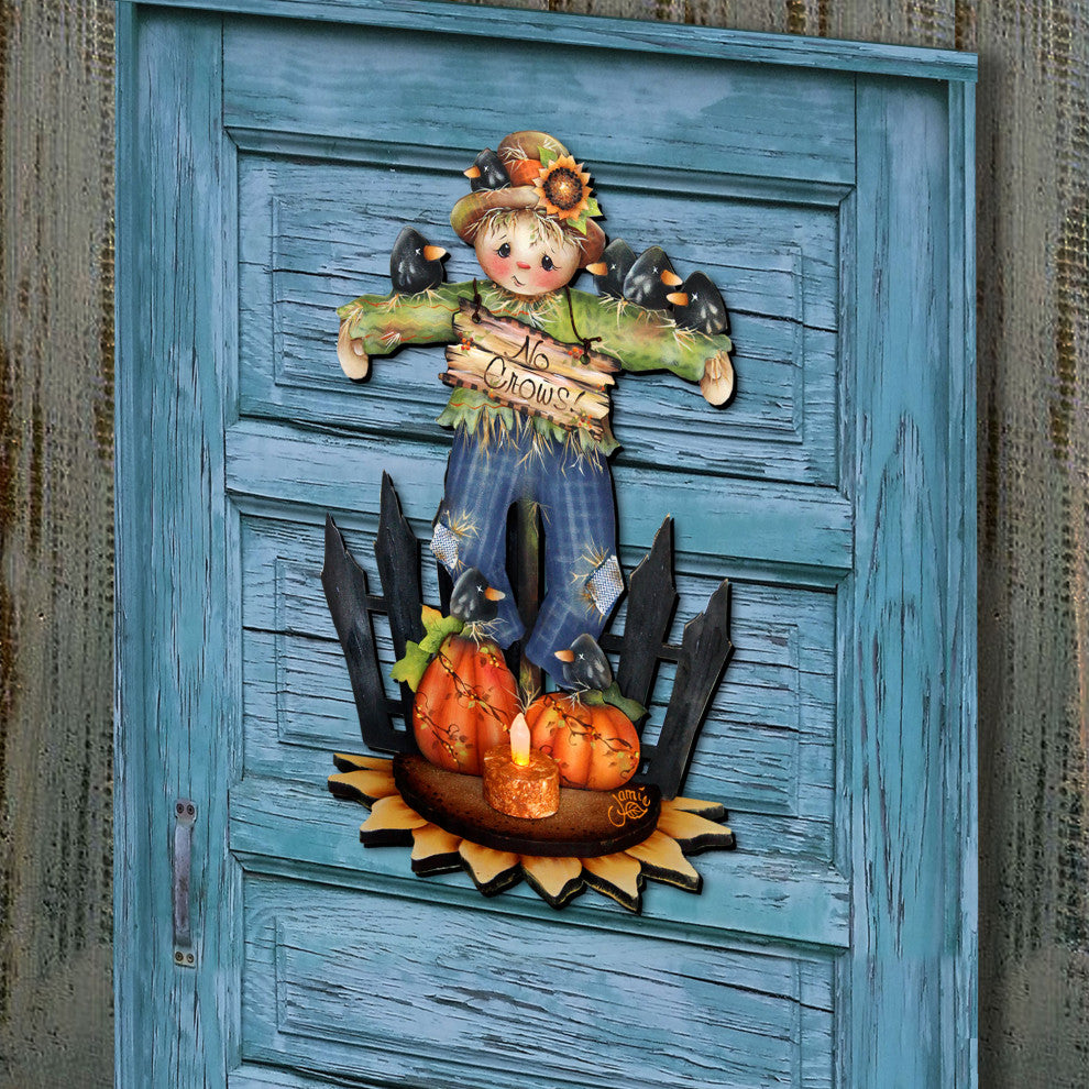 No Crows Scarecrow Door Hanger