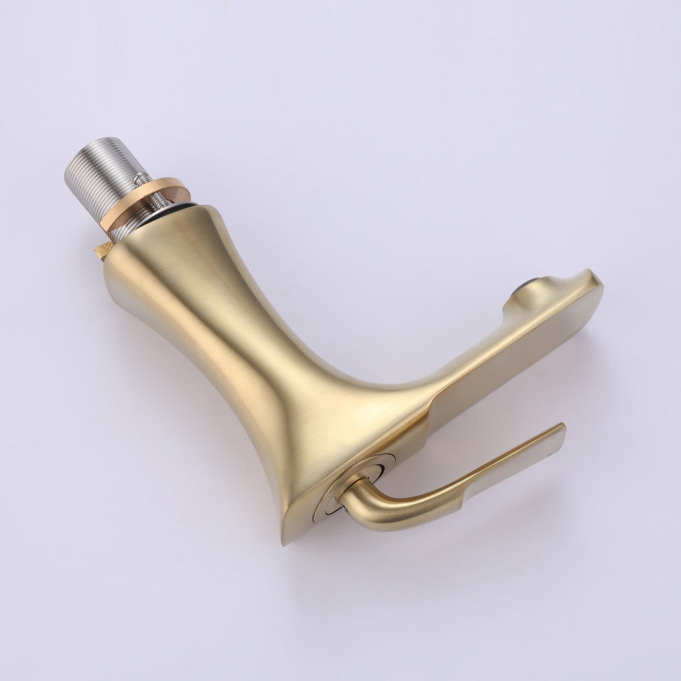 Single Hole Bathroom Sink Faucet, Brushed Gold