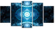 Cabalistic Light Blue Pattern, Contemporary Canvas Art Print, 60"x32", 5 Panels