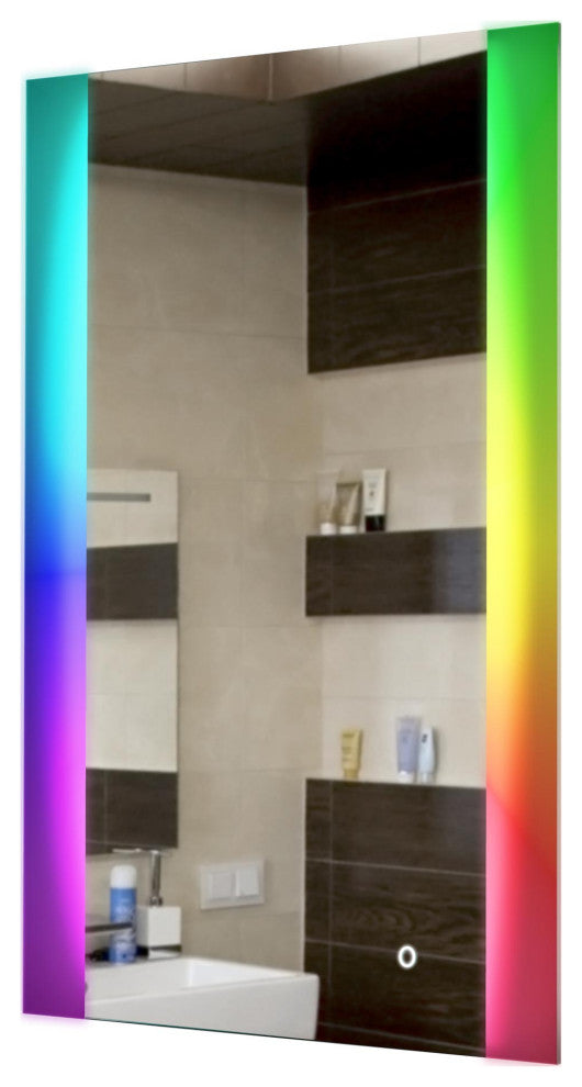 Frosted Bathroom Vanity Multi-Color Dimming LED Wall Mirror - 24" x 36"