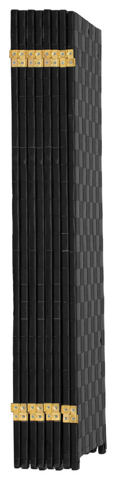 4 ft. Short Woven Fiber Outdoor All Weather Room Divider 8 Panel Black