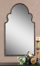 Uttermost Brayden Metal MDF Arch Mirror in Lightly Textured Dark Brown/Gold