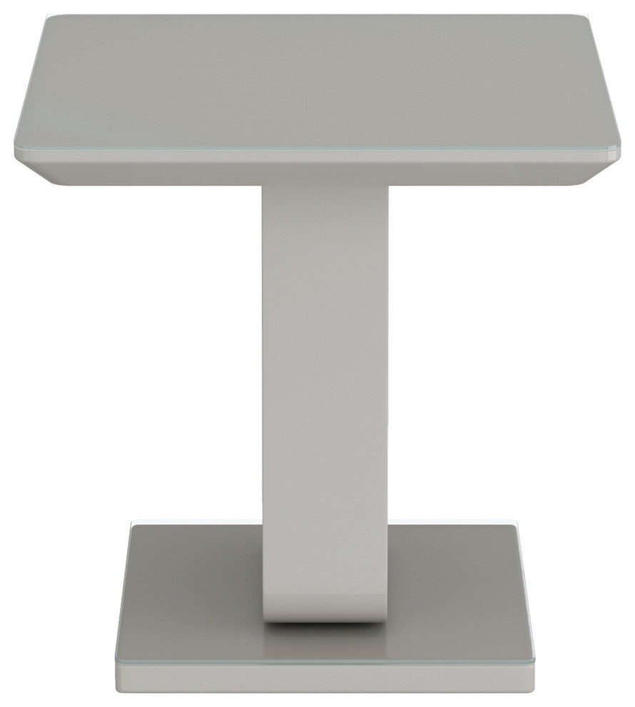 Contemporary MDF/Glass Accent Table, Warm Gray