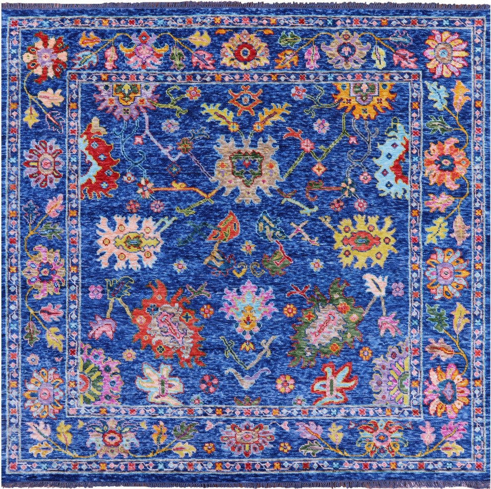 8' Square Turkish Oushak Handmade Wool Rug - Q16042