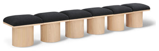 Pavilion Boucle Fabric Upholstered 6-Piece Modular Bench, Black, Natural Finish