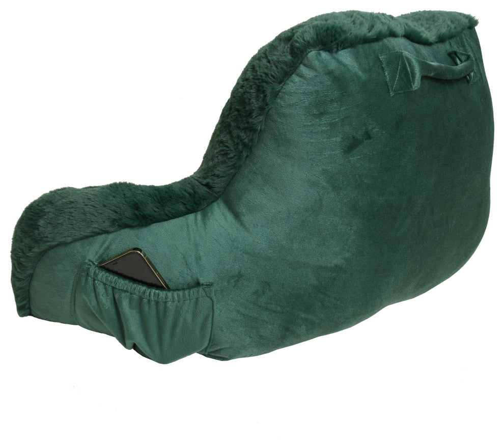 Faux Fur Bedrest Shell, Dark Green, 20"x18" X17"
