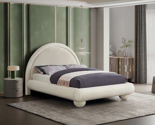 Madrid Upholstered Bed, Cream, Queen, Velvet