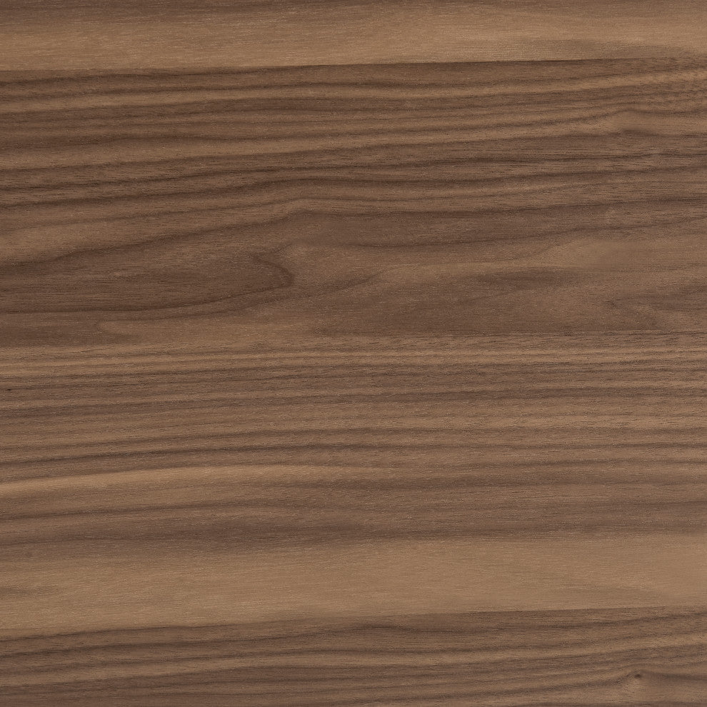 Astrid Round Table With Walnut Veneer Top and Matte Black Base