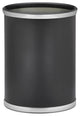Kraftware Sophisticates Oval Wastebasket, Black With Brushed Chrome