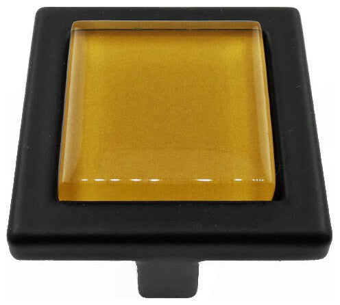 Brown Bronze Crystal Glass Black Metal Square Manor Knob
