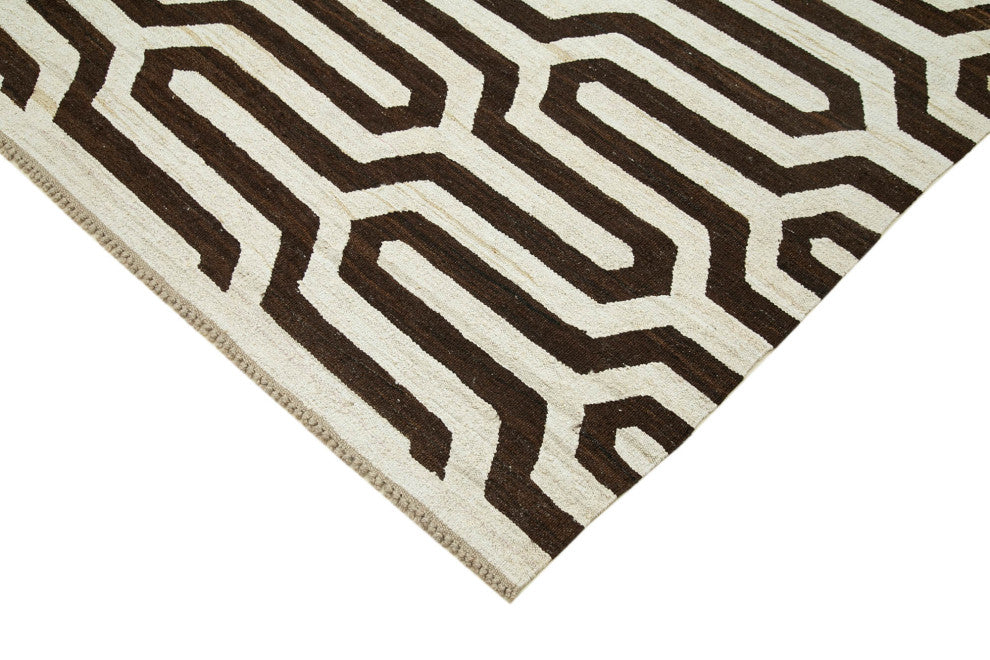Rug N Carpet - Handmade Turkish 8' 0'' x 10' 2'' Modern Design Wool Kilim Rug