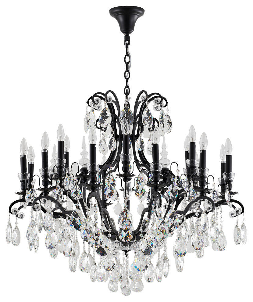 Clear Crystal Chandelier, Sandy Black