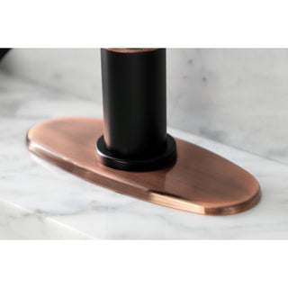 Single-Handle Bathroom Faucet With Push Pop-Up, Matte Black/Antique Copper
