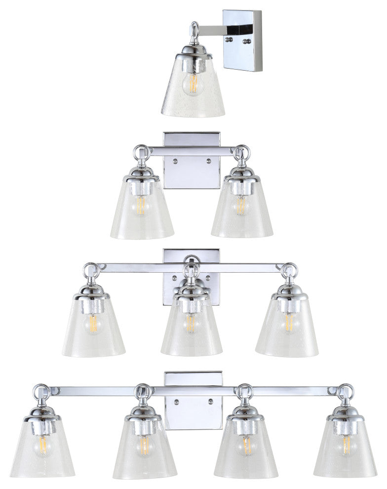 Marion Hurricane Metal, Glass Vanity Light, Chrome, 1-Light