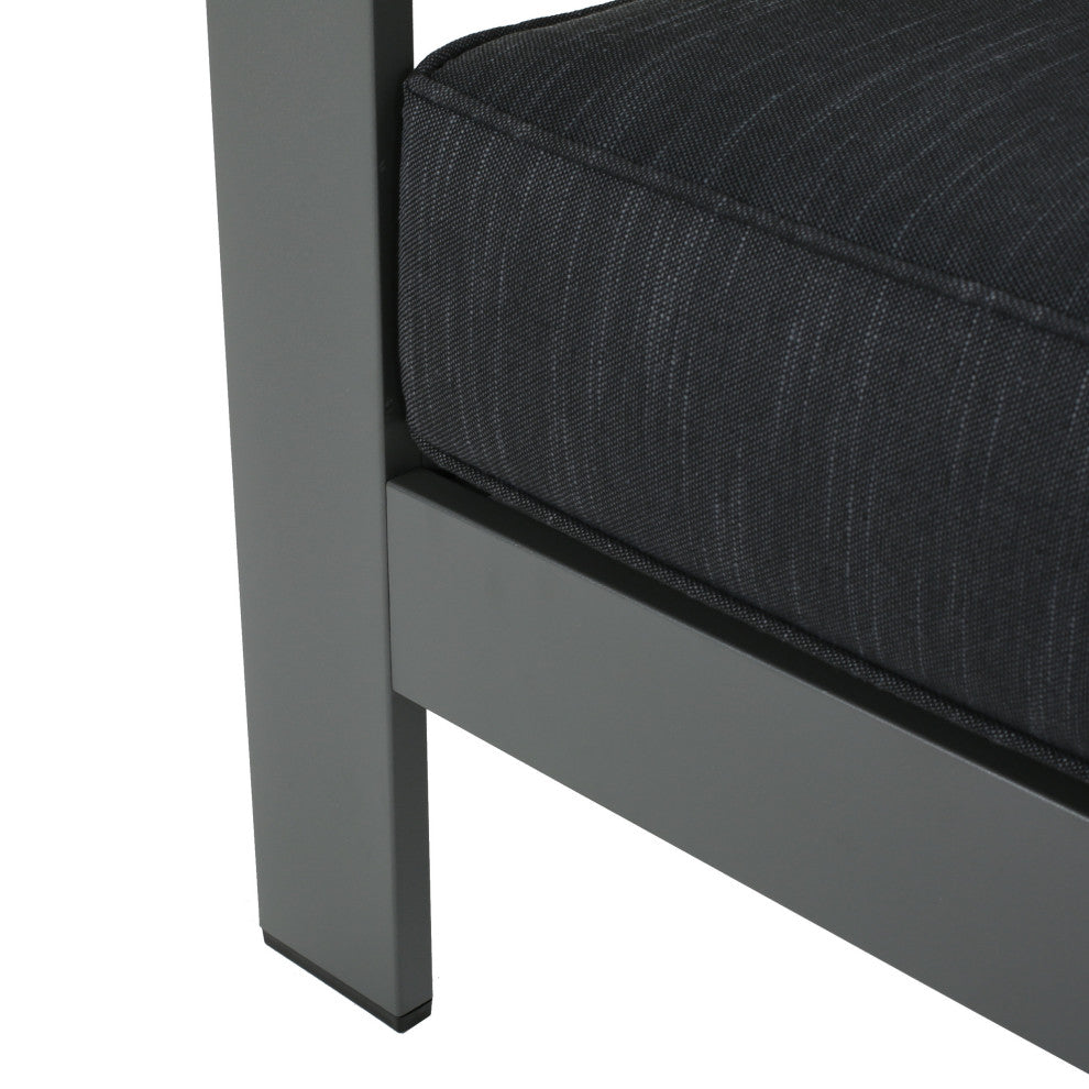 GDF Studio Crested Bay Outdoor Gray Aluminum Club Chairs With Cushions, Set of 2