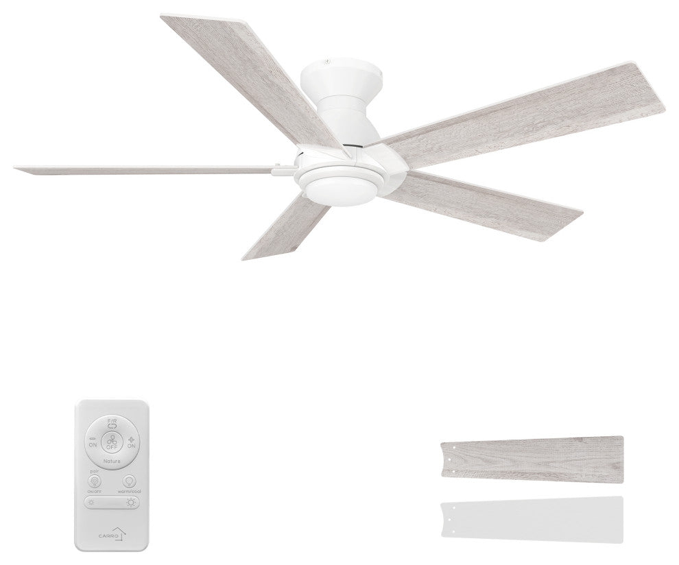 CARRO 52" Indoor Ceiling Fan With Remote and Light Kit for Living Room, White