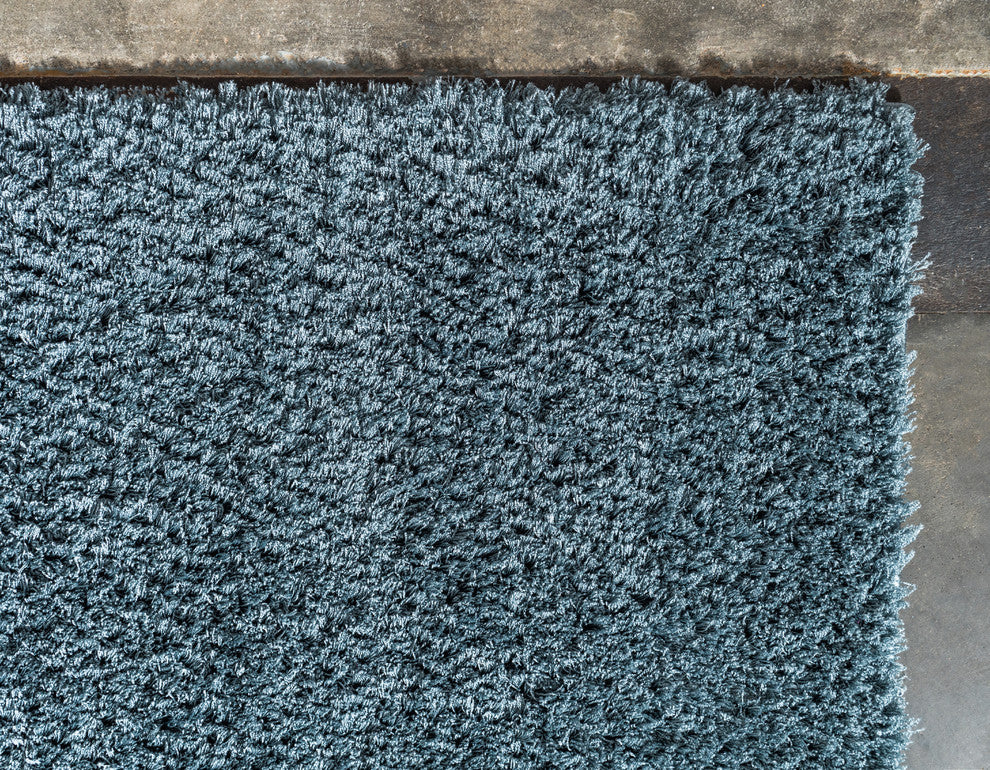 Unique Loom Slate Blue Studio Solid Shag 2' 0 x 6' 7 Runner Rug