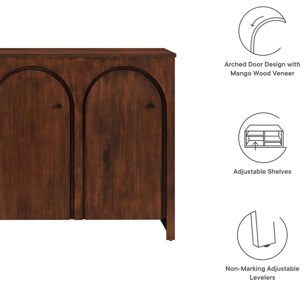 Appia 3-Door Arched Door Sideboard Storage Cabinet - Walnut