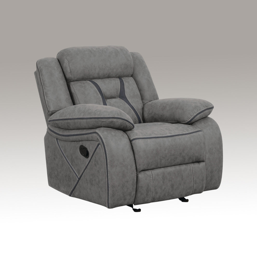 Pillow Top Arm Upholstered Motion Recliner, Gray