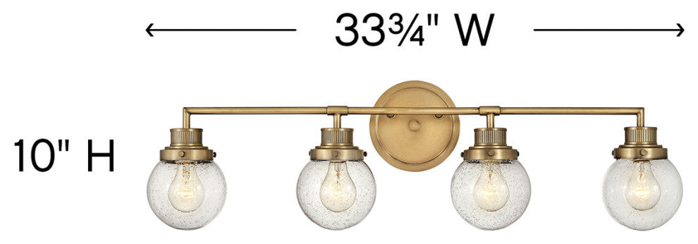 Hinkley Poppy Large Four Light Vanity, Heritage Brass
