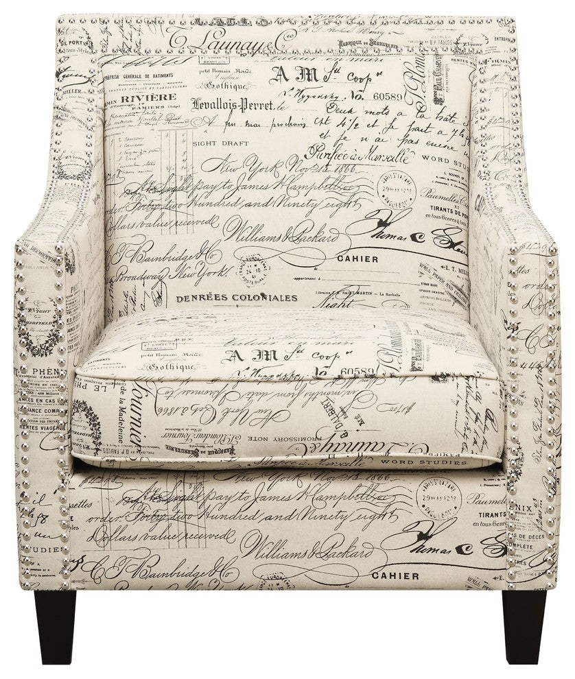 Emery Chair and Ottoman, French Script