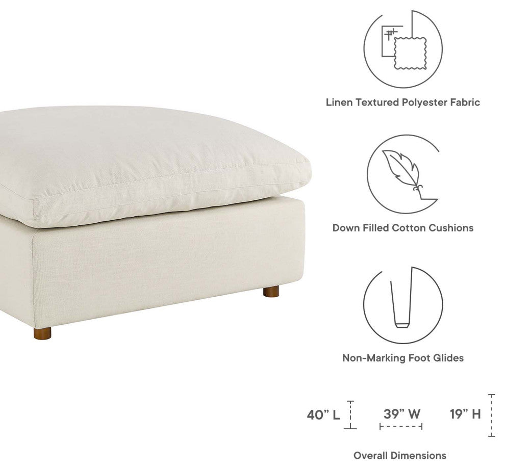 Commix Down Filled Overstuffed Ottoman, Light Beige