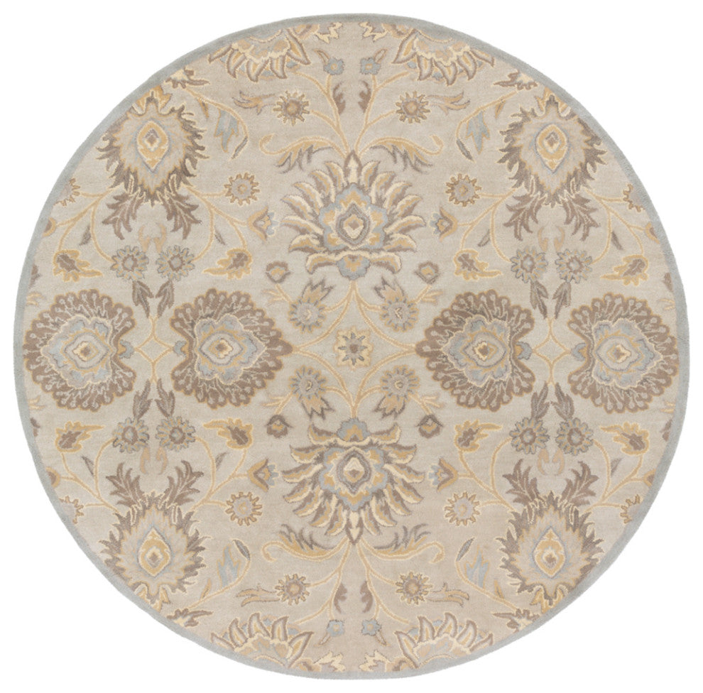 Surya Caesar CAE-1192 Traditional Area Rug, Light Gray, 4' Round